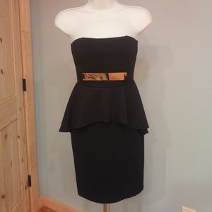 Strapless Black Peplum Dress